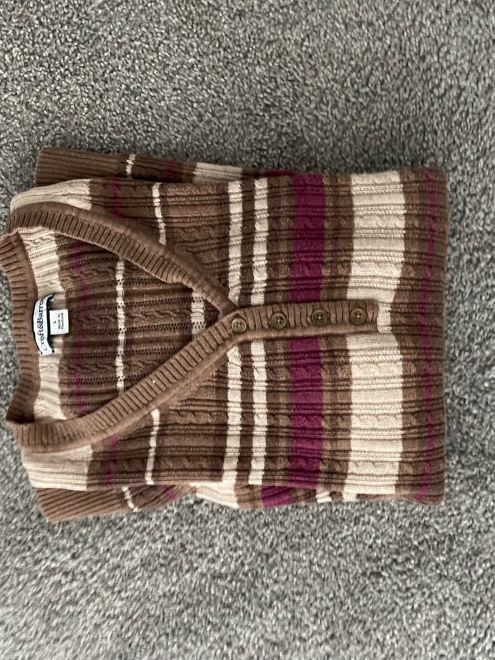 croft & barrow Brown, Cream & Beige Striped Ribbed Pull over sweater.
